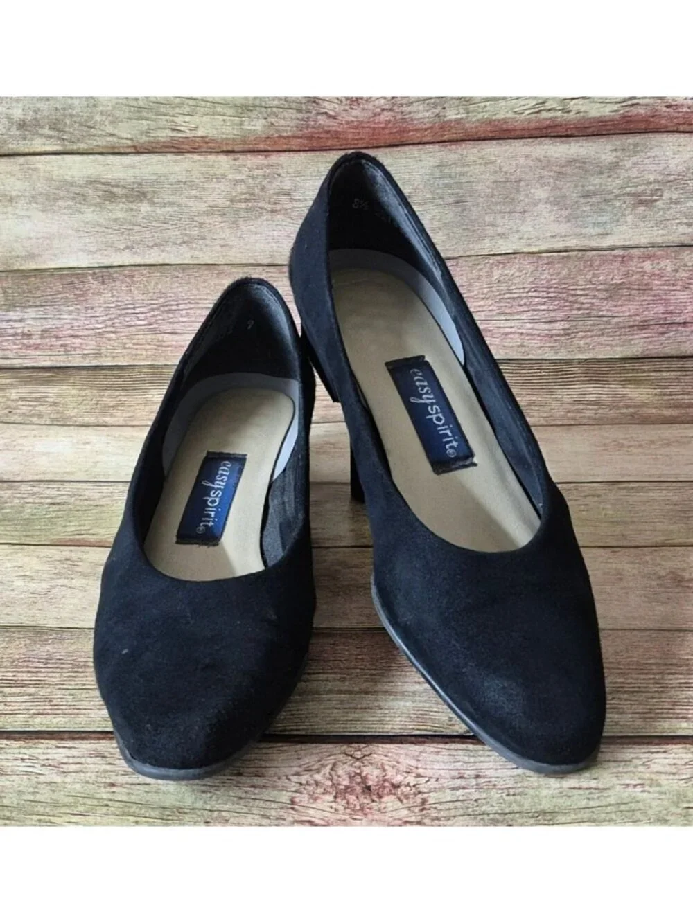 Easy Spirit Women's 8.5 Black Suede Dress Pumps Shoes Low Heel Classic Comfort